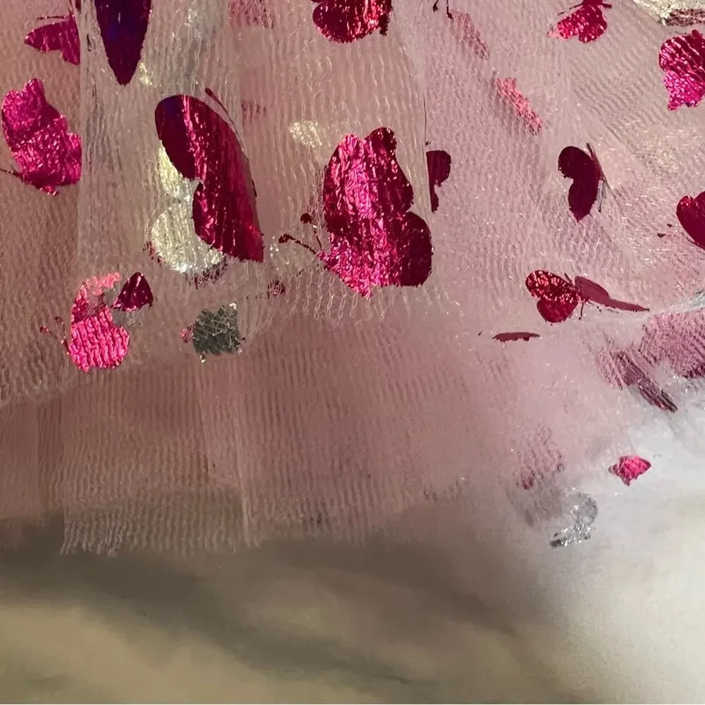 Girls Tulle Butterfly Dress Up Tutu Pink white and silver XS/S